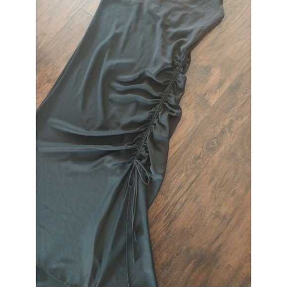 ZARA Basic Black Midi Slip Dress Cowl Neck Spaghetti Straps Sz M - Picture 9 of 14